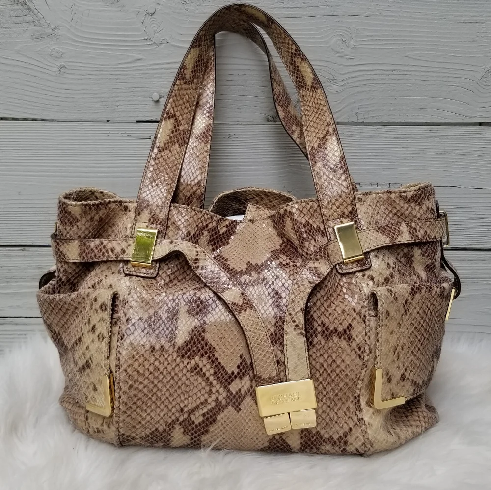 NWT Michael Kors Beverly Large Python Satchel